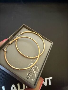 10KT Solid Yellow Gold Large Hoop Earrings New